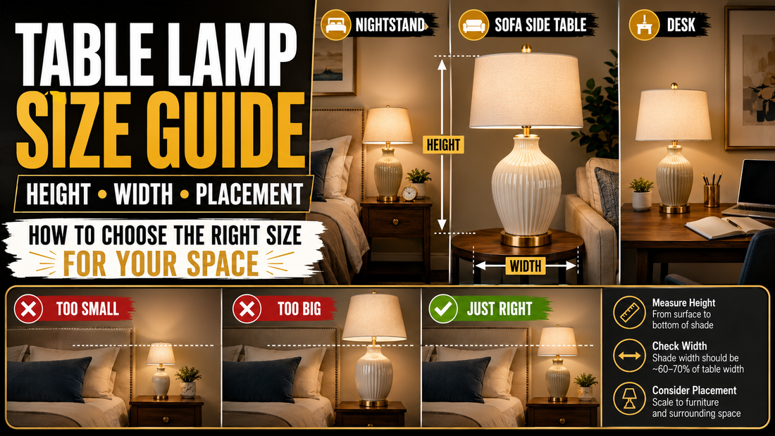 How to Choose the Right Table Lamp Size for Your Space (Height, Width & Placement Guide)